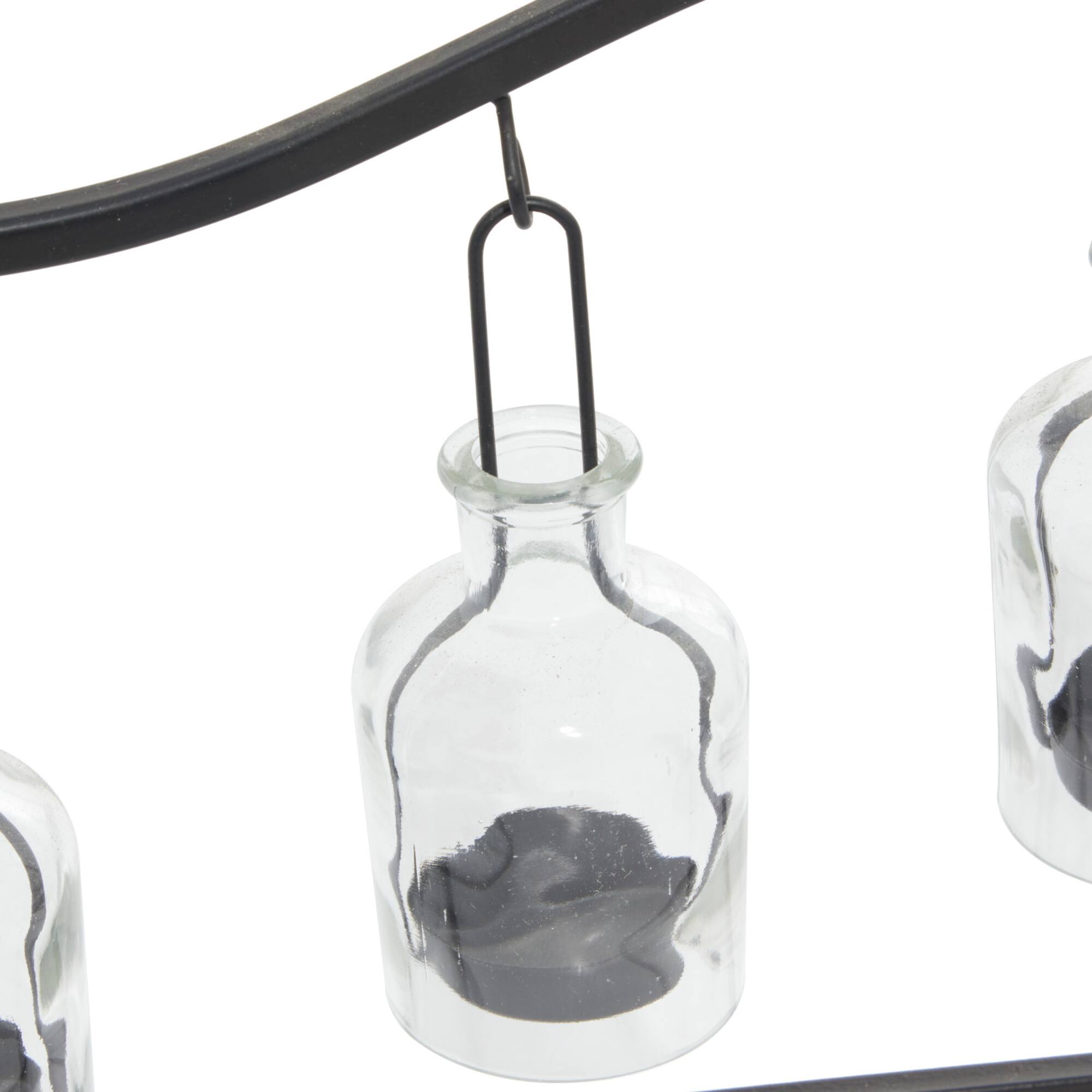 24" Black Iron Farmhouse Candle Holder Lantern